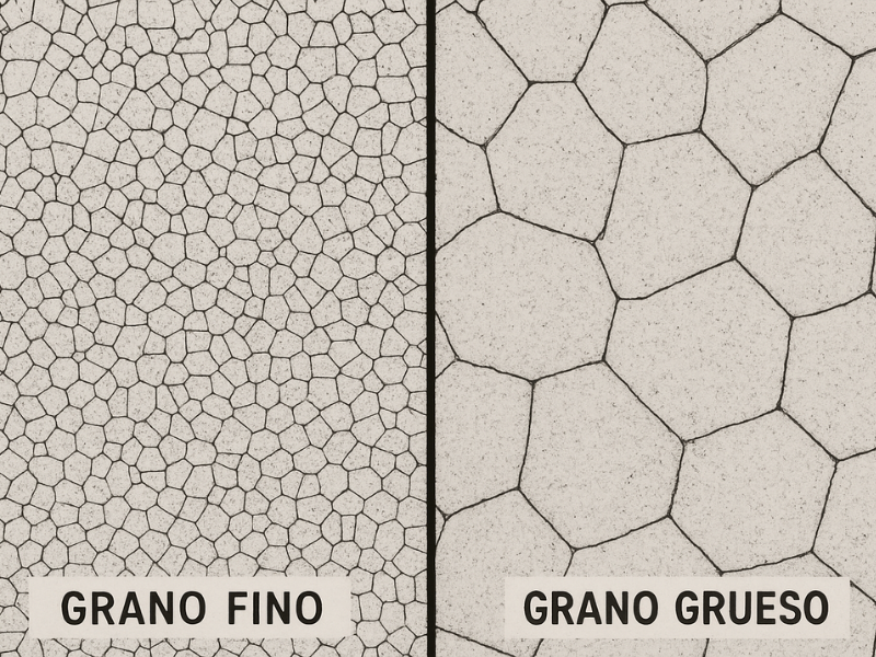 Diferencia a nivel de microestructura en los granos luego del enfriamiento